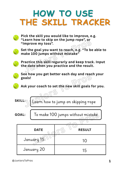 My Tennis Skill Tracker (ages 4-12)
